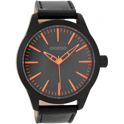 OOZOO Timepieces 46mm Black Leather Strap C7429